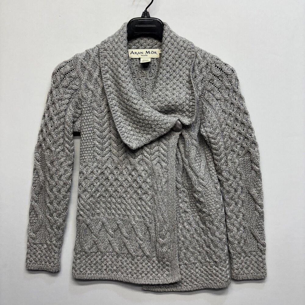 Aran Mor Ireland Women Wool Cardigan Sweater Size Small Cable Knit C109 -15